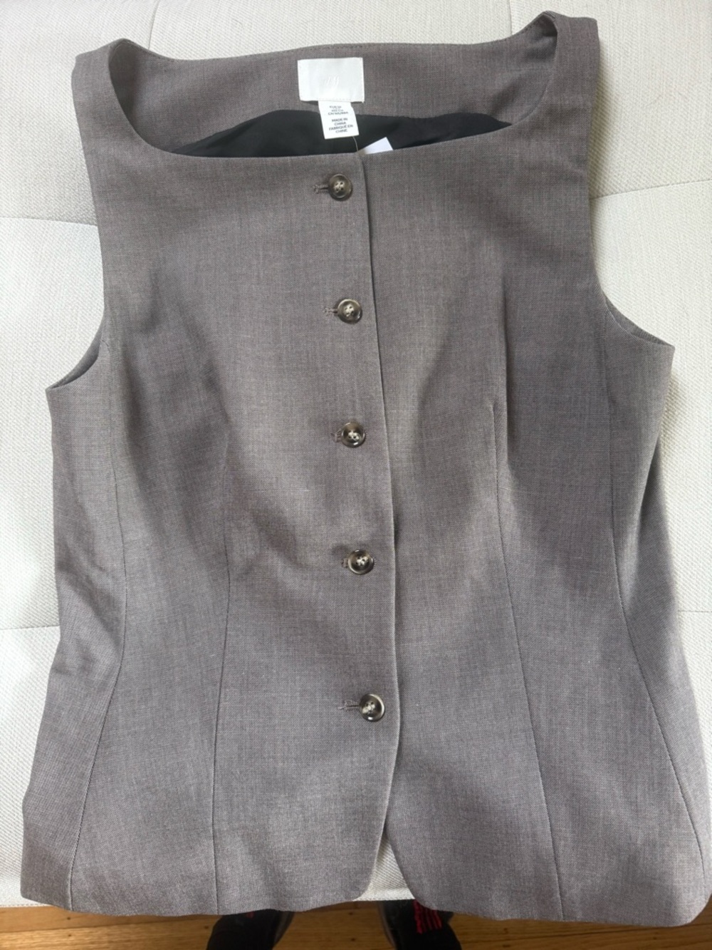 H&M Taupe Gray Sleeveless Button Vest